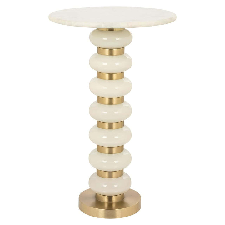 Richmond Interiors Barbara White Glass & Gold Round Side Table
