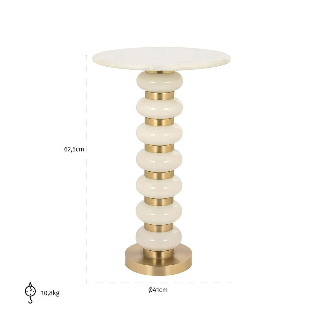 Richmond Interiors Barbara White Glass & Gold Round Side Table