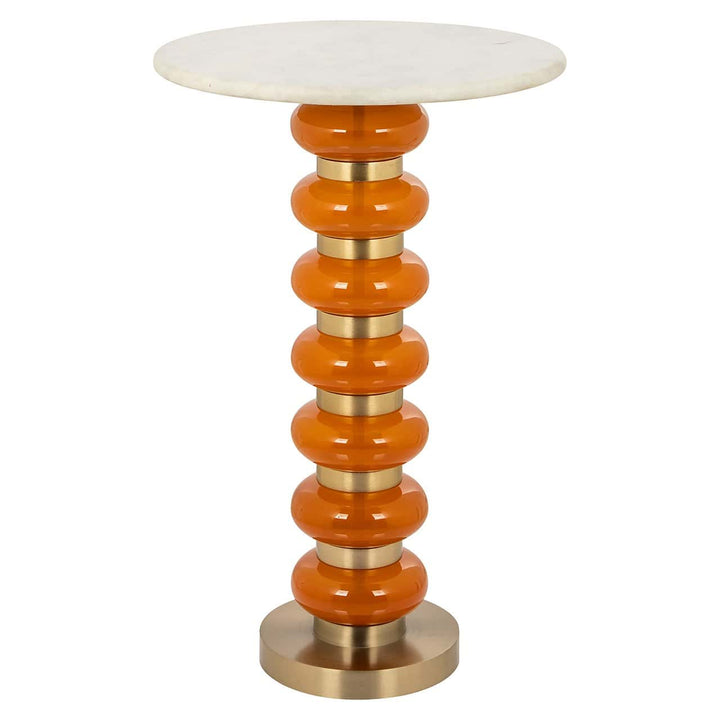 Richmond Interiors Barbara Orange Glass & Gold Round Side Table