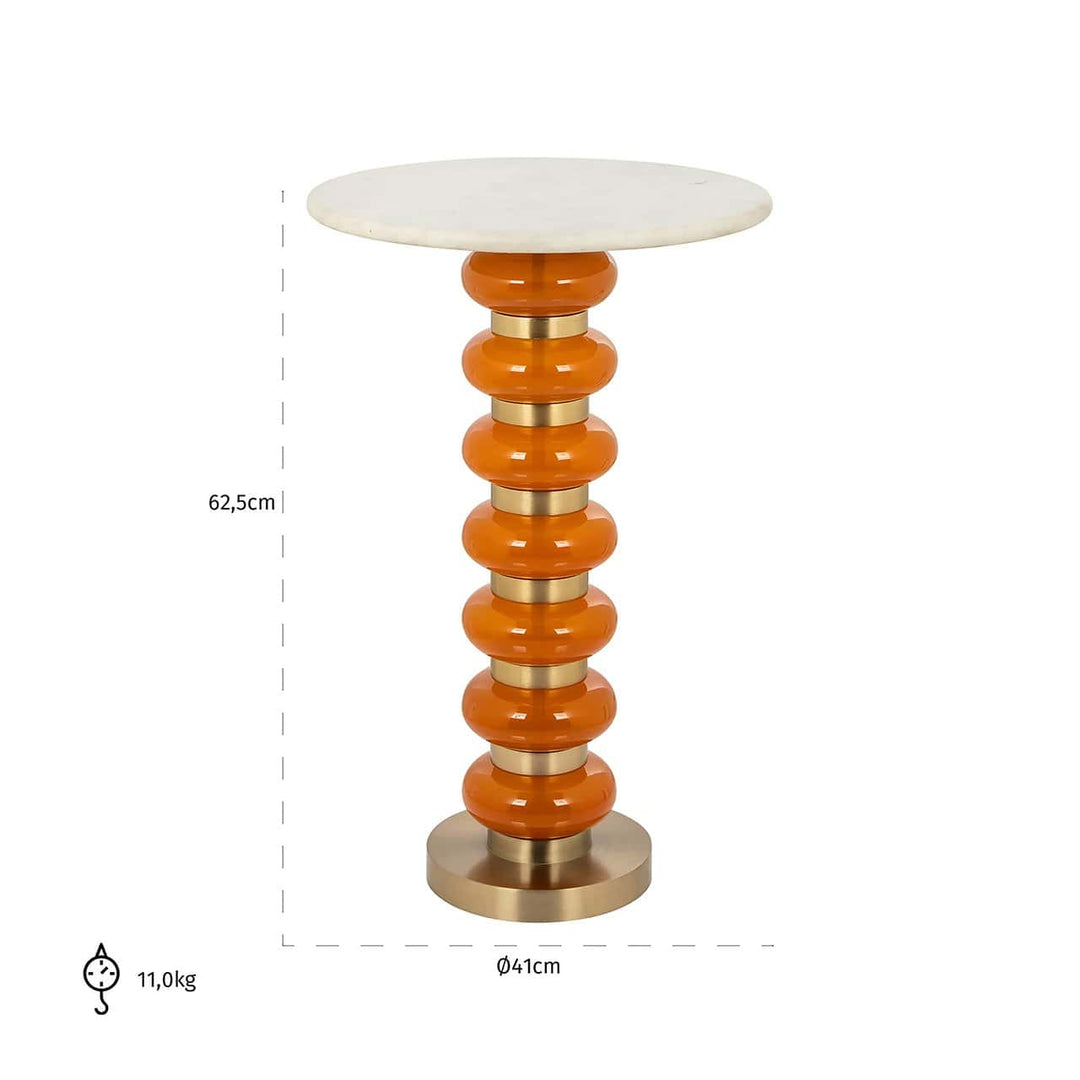 Richmond Interiors Barbara Orange Glass & Gold Round Side Table