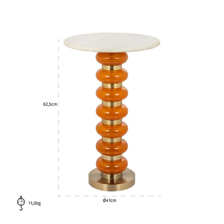 Richmond Interiors Barbara Orange Glass & Gold Round Side Table