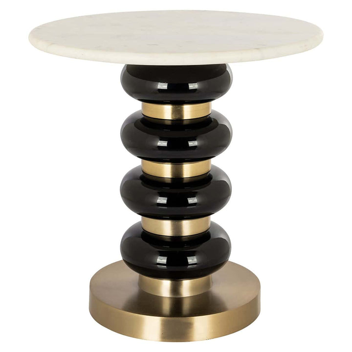 Richmond Interiors Boann Black Glass & Gold Round Side Table