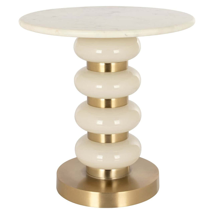 Richmond Interiors Boann White Glass & Gold Round Side Table
