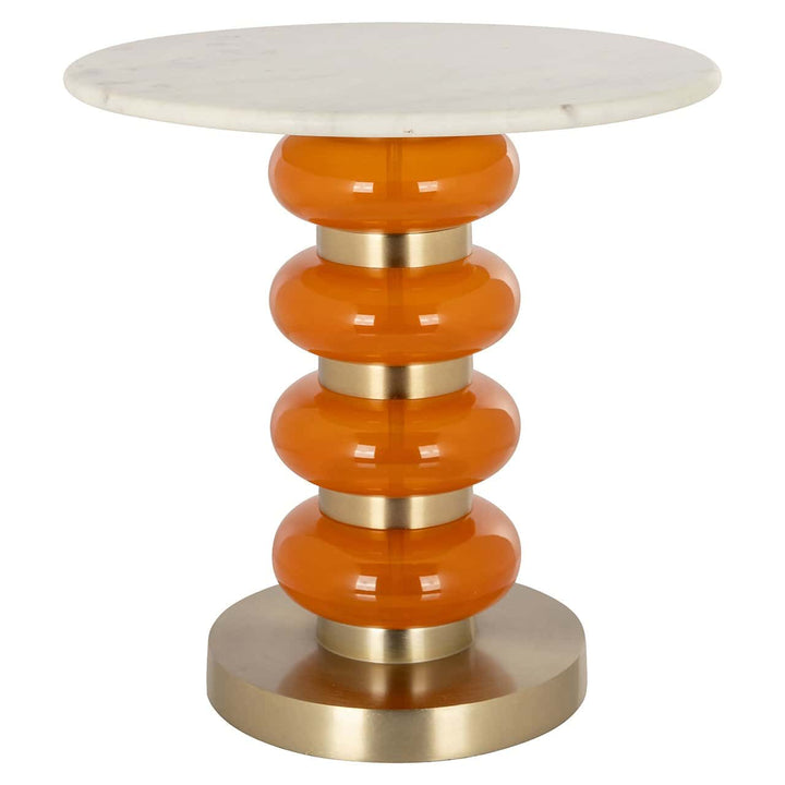 Richmond Interiors Boann Orange Glass & Gold Round Side Table