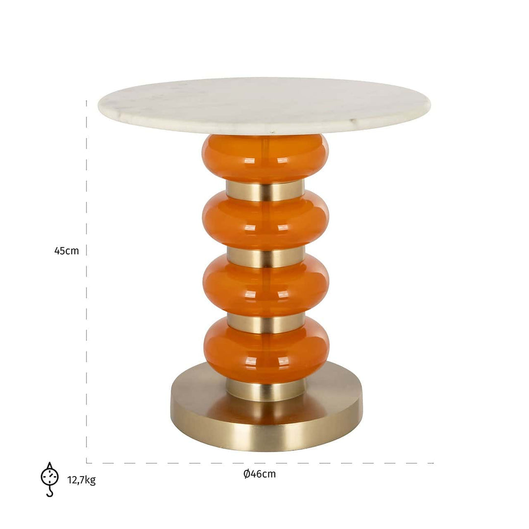 Richmond Interiors Boann Orange Glass & Gold Round Side Table