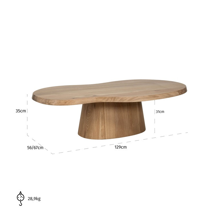 Richmond Interiors Riva Carved Natural Oak Wood Abstract Coffee Table