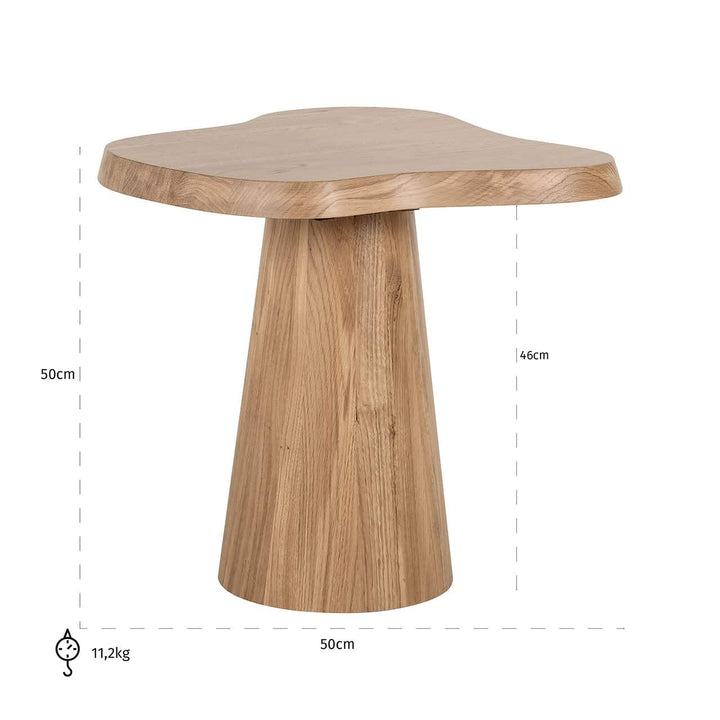Richmond Interiors Riva Carved Natural Oak Wood Abstract Side Table