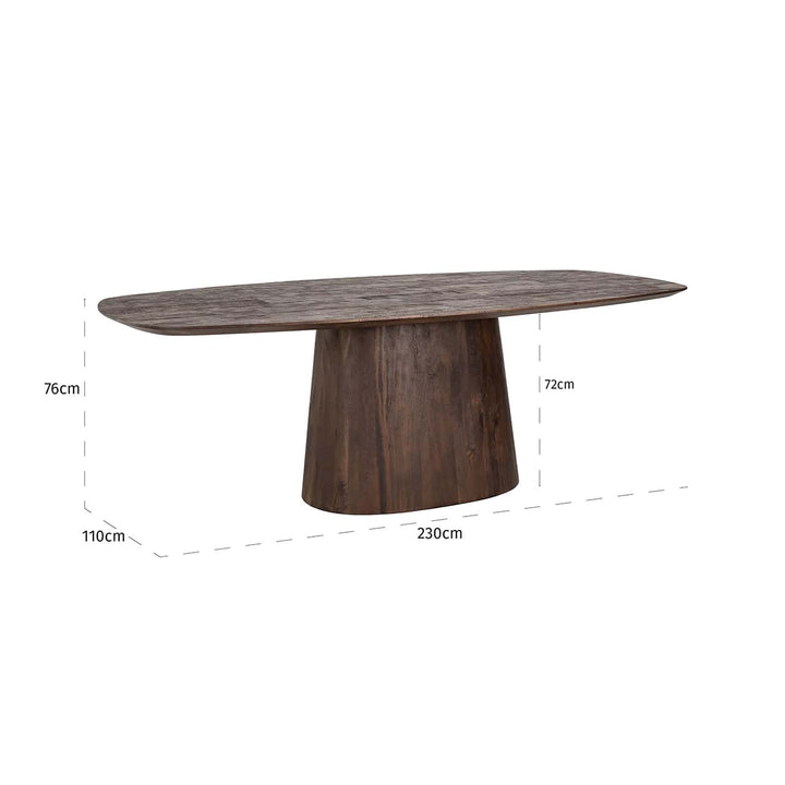 Richmond Interiors Alix Danish Dark Brown Mango Wood Oval Dining Table | 8 Seater