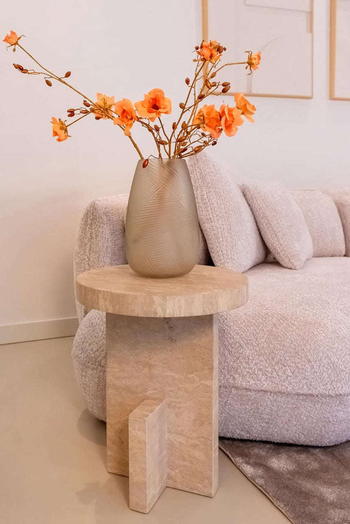 Richmond Interiors Biltmore Italian Travertine Beige Side Table