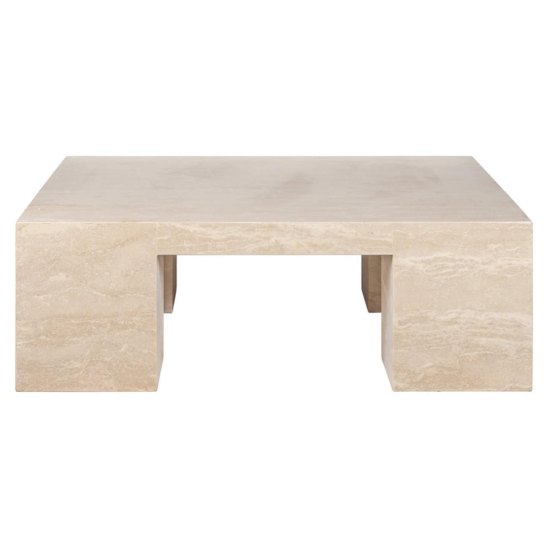 Richmond Interiors Biltmore Italian Travertine Beige Square Coffee Table
