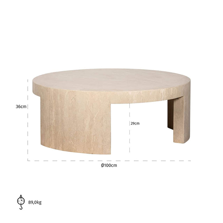 Richmond Interiors Biltmore Italian Beige Travertine Round Coffee Table