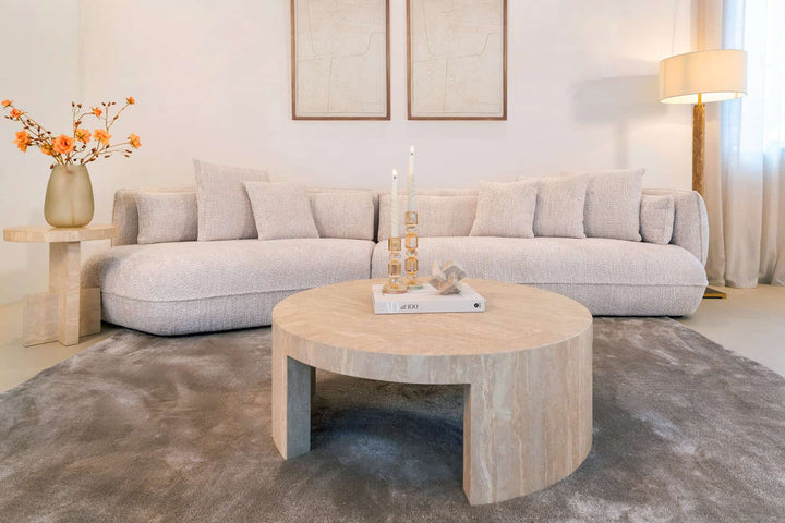 Richmond Interiors Biltmore Italian Travertine Beige Side Table