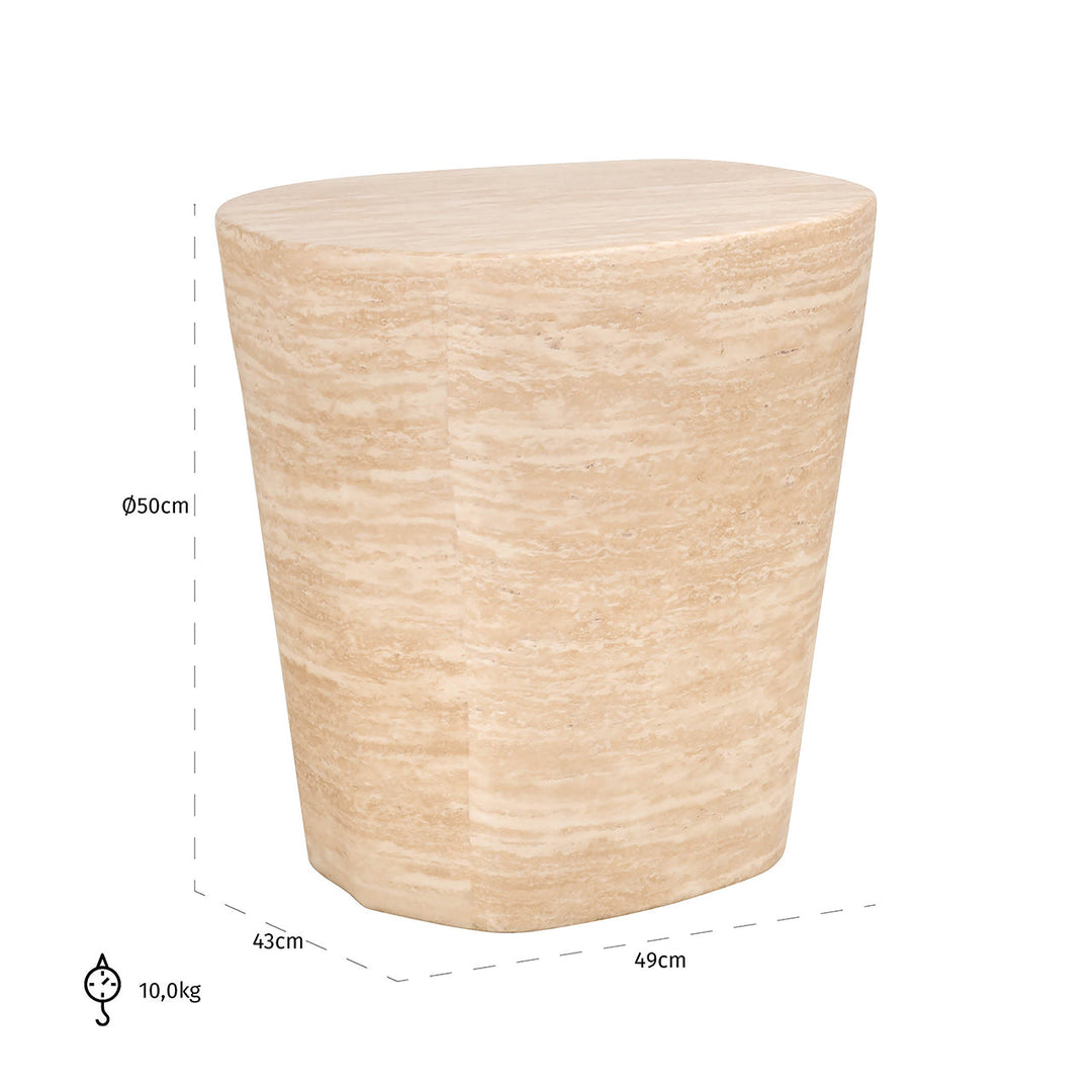 Richmond Interiors Fictus Beige Travertine Abstract Rounded Side Table