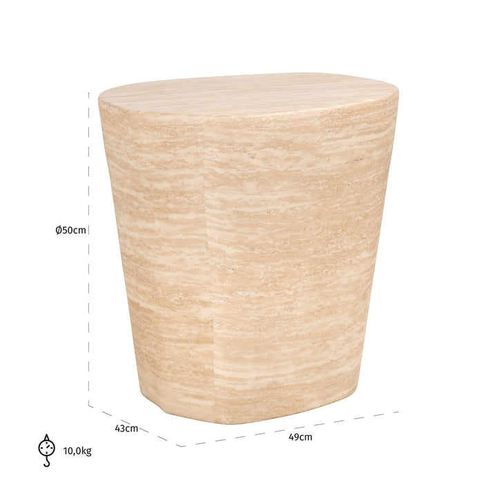 Richmond Interiors Fictus Beige Travertine Abstract Rounded Side Table