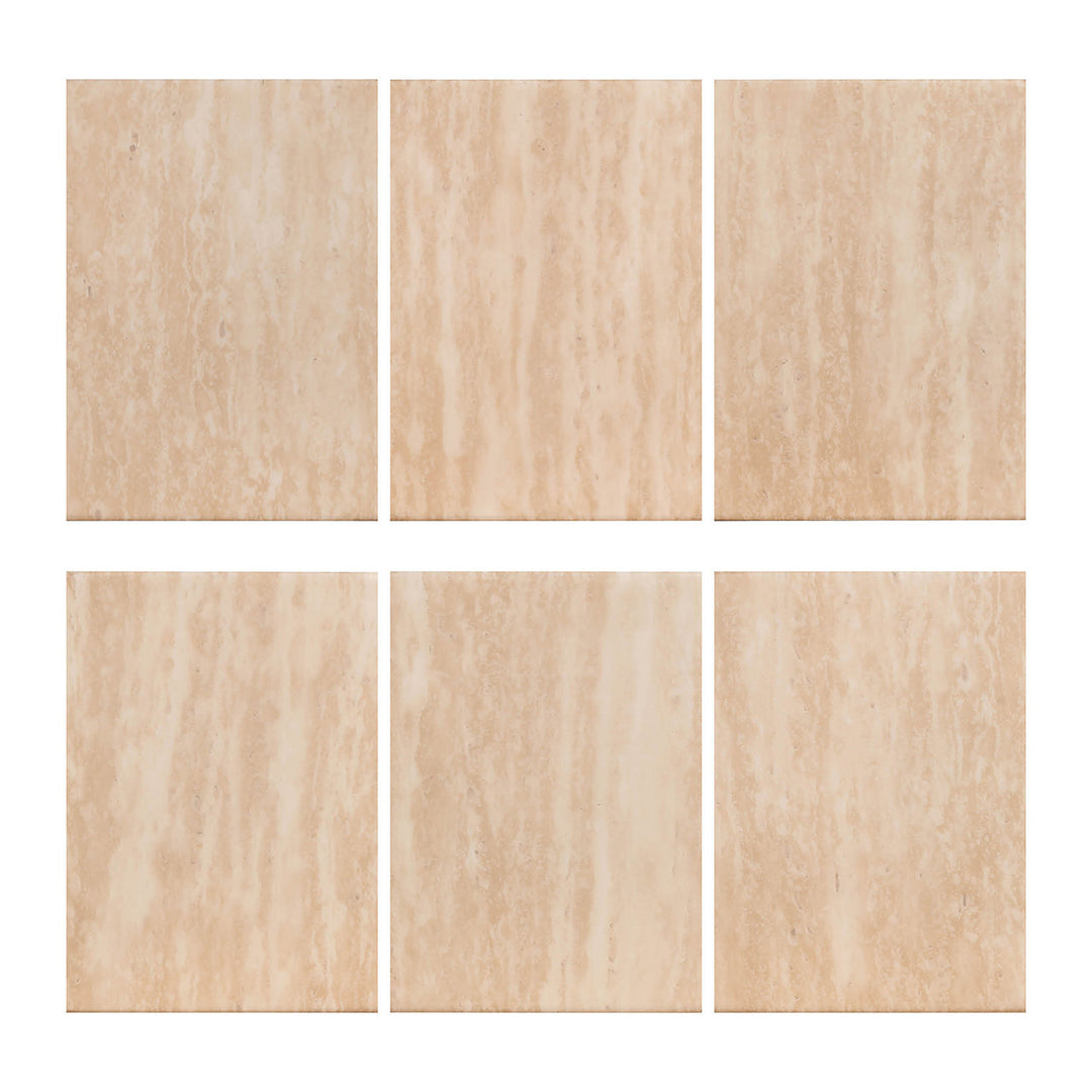 Richmond Interiors Fictus Beige Travertine Abstract Rounded Side Table