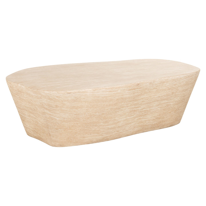 Richmond Interiors Fictus Beige Travertine Abstract Rounded Coffee Table