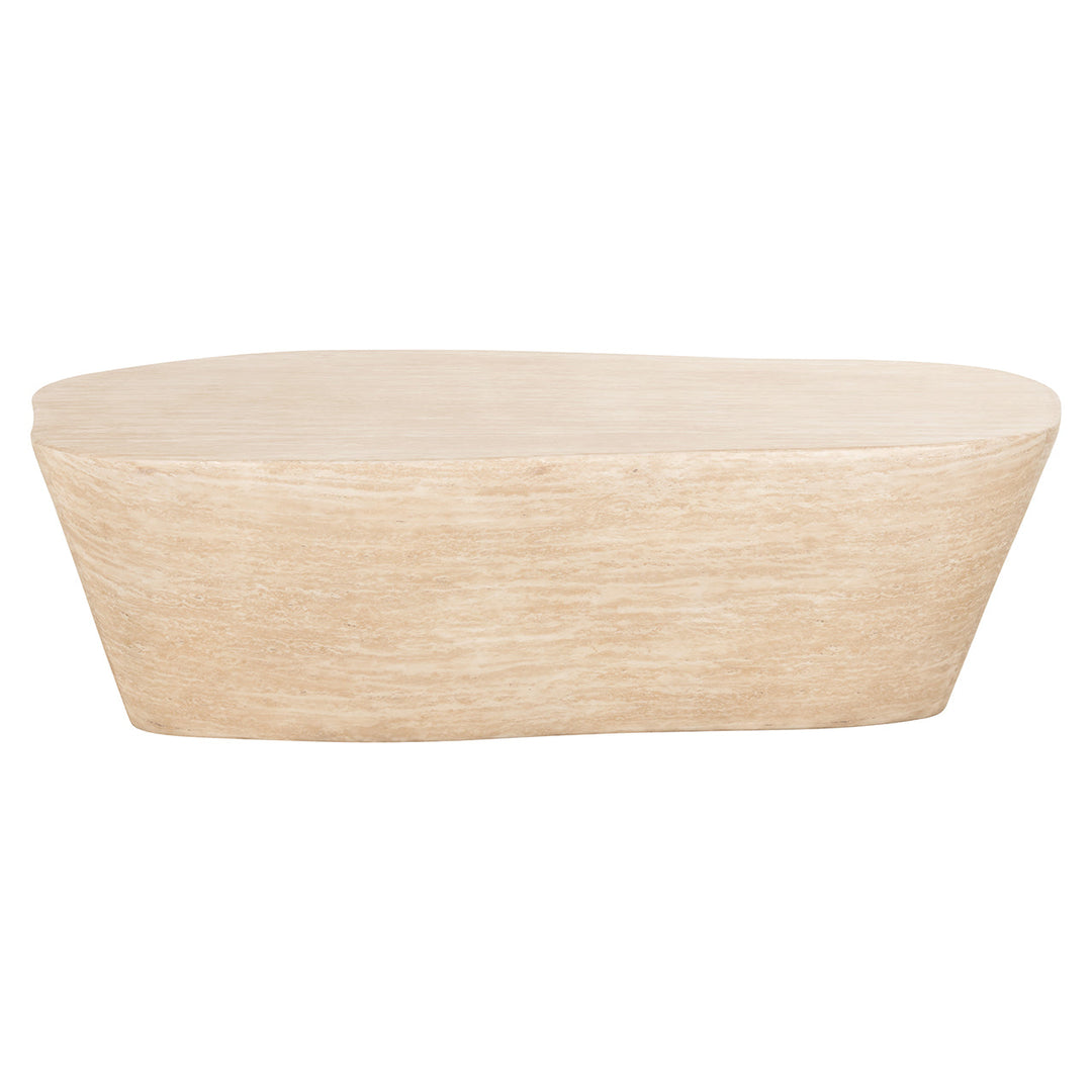 Richmond Interiors Fictus Beige Travertine Abstract Rounded Coffee Table