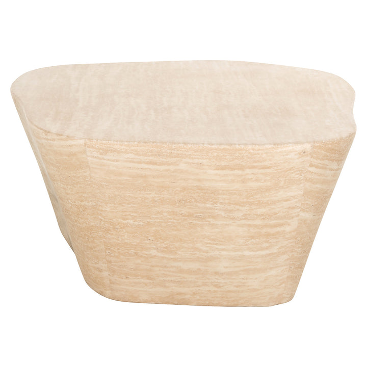 Richmond Interiors Fictus Beige Travertine Abstract Rounded Coffee Table