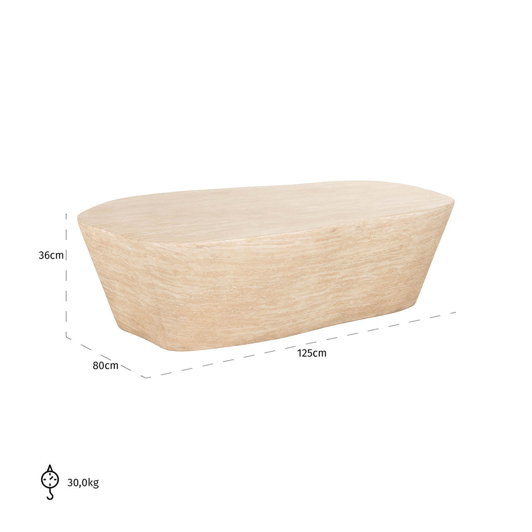 Richmond Interiors Fictus Beige Travertine Abstract Rounded Coffee Table