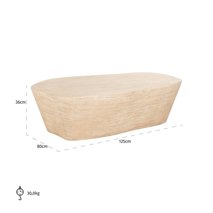 Richmond Interiors Fictus Beige Travertine Abstract Rounded Coffee Table