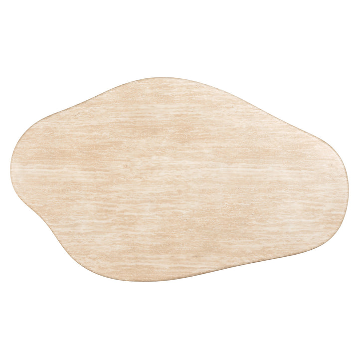 Richmond Interiors Fictus Beige Travertine Abstract Oval Coffee Table