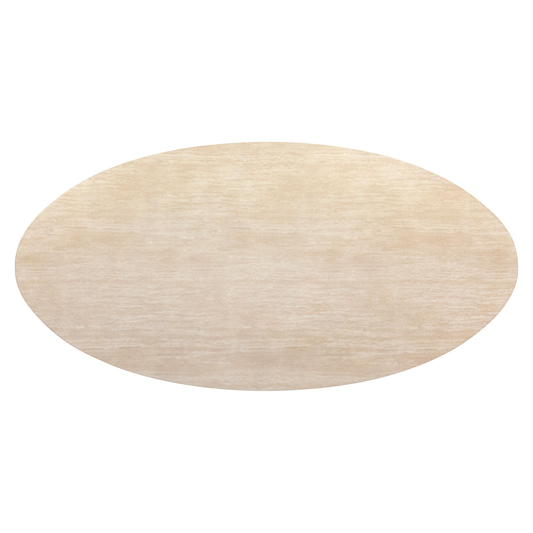 Richmond Interiors Fictus Beige Travertine Rounded Dining Table | 240 cm
