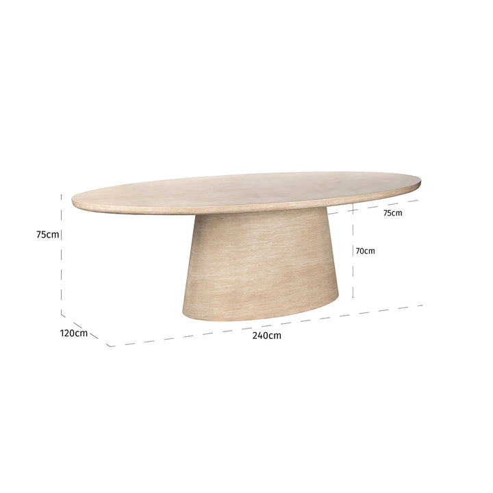 Richmond Interiors Fictus Beige Travertine Rounded Dining Table | 240 cm