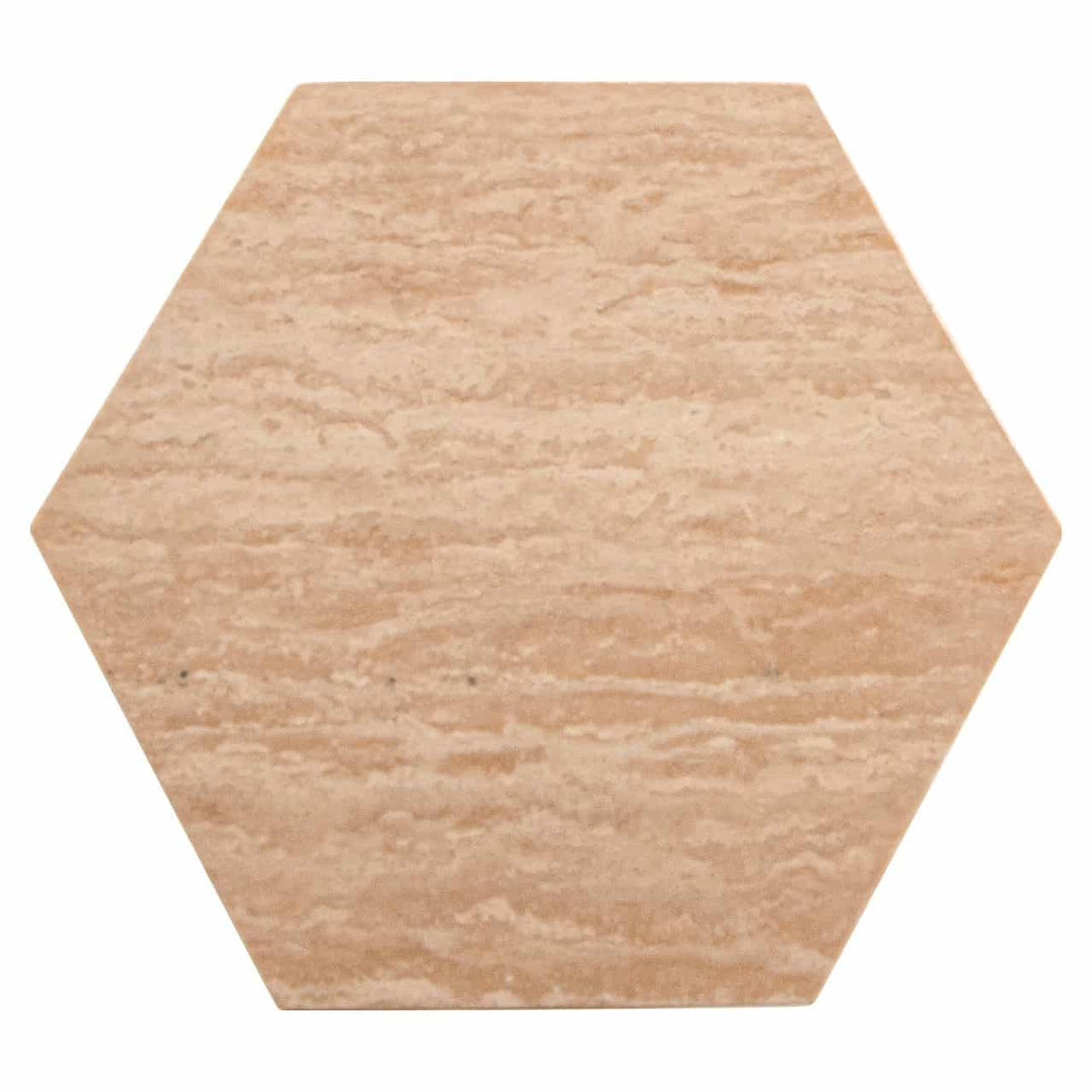 Richmond Interiors Vespin Hexagon Travertine Column Side Table