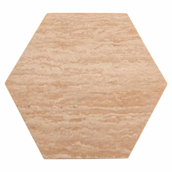 Richmond Interiors Vespin Hexagon Travertine Column Side Table