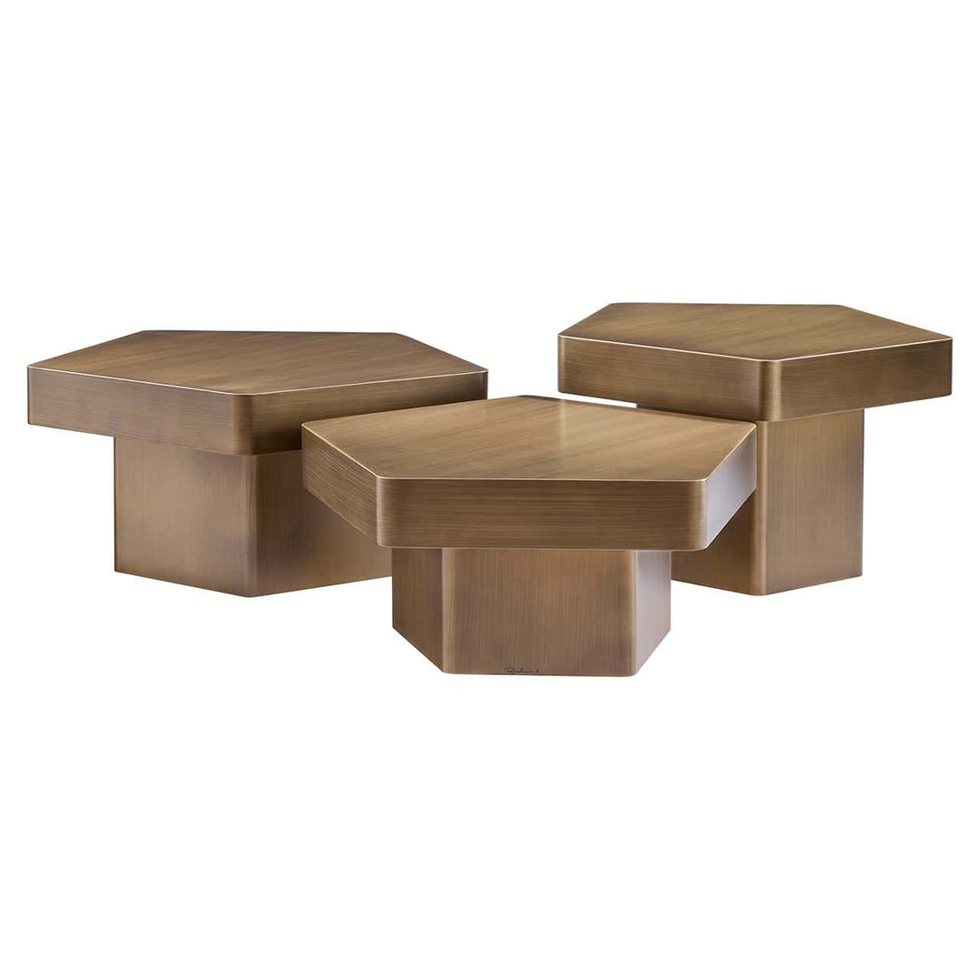 Richmond Interiors Hexa Brushed Gold Coffee Table | Set Of 3