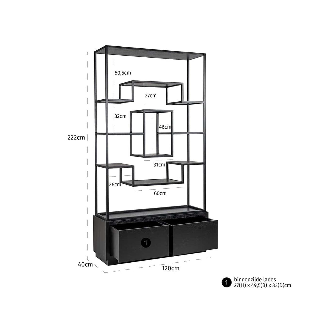 Richmond Interiors Bonvoy Black Oak Wood Display Unit