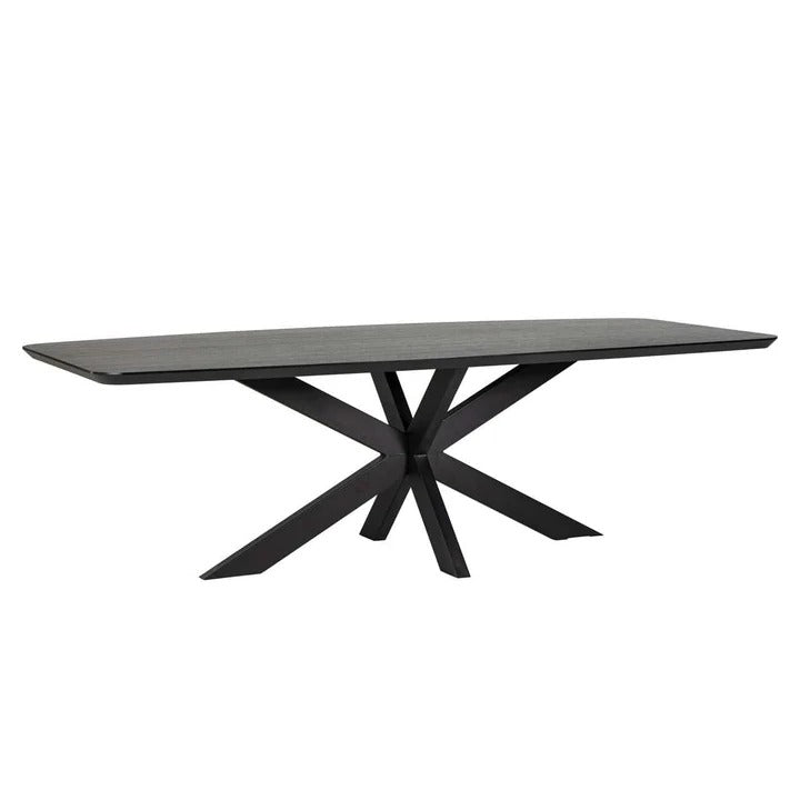 Richmond Interiors Bonvoy Black Oak Wood Dining Table | 8 Seater