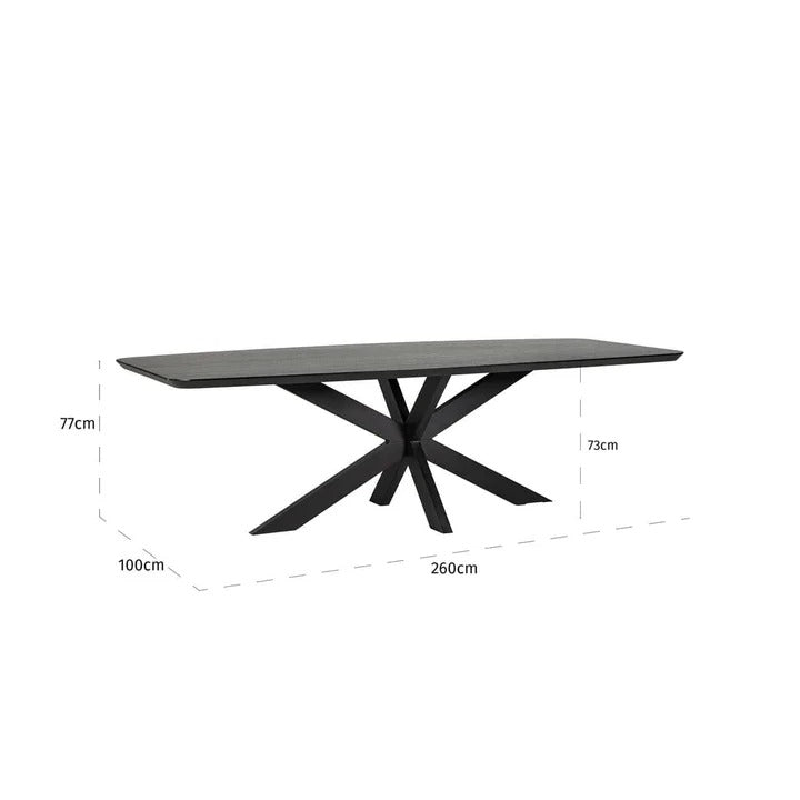 Richmond Interiors Bonvoy Black Oak Wood Dining Table | 8 Seater
