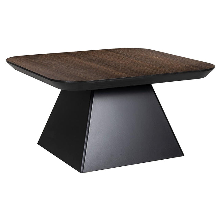 Richmond Interiors Bonvoy Black & Walnut Brown Oak Wood Square Coffee Table