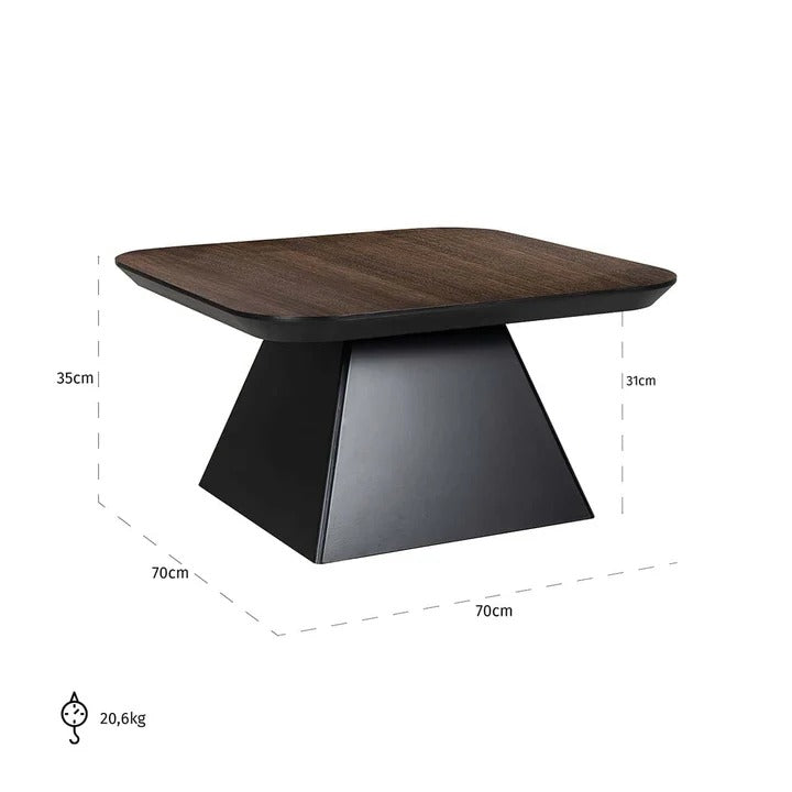 Richmond Interiors Bonvoy Black & Walnut Brown Oak Wood Square Coffee Table