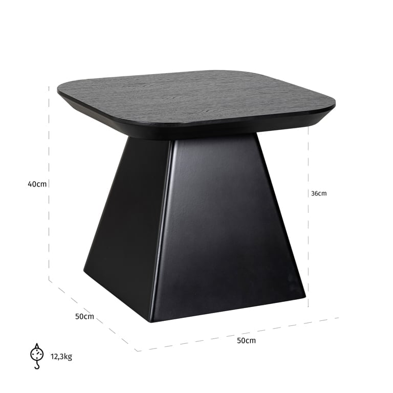Richmond Interiors Bonvoy Black Oak Wood Square Side Table
