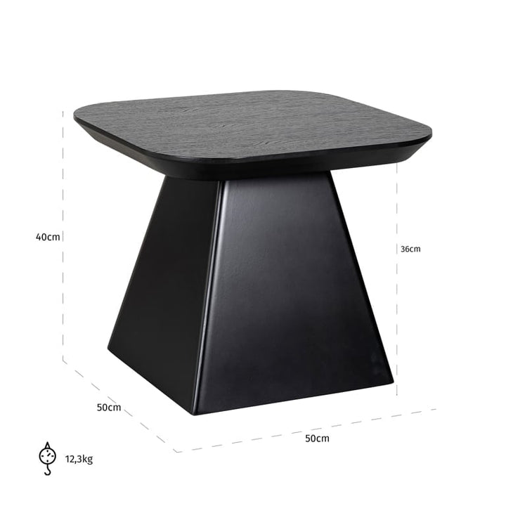Richmond Interiors Bonvoy Black Oak Wood Square Side Table