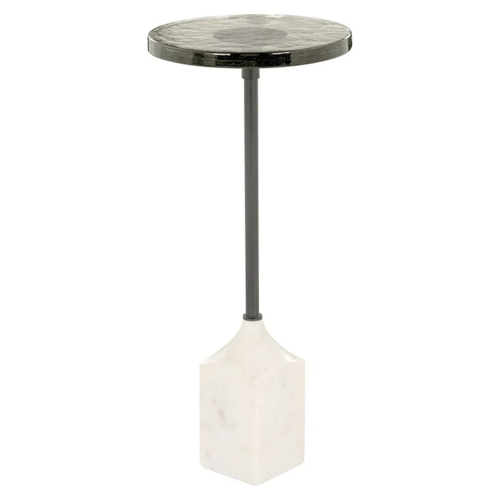 Richmond Interiors Aurora White Marble Side Table with Glass Top