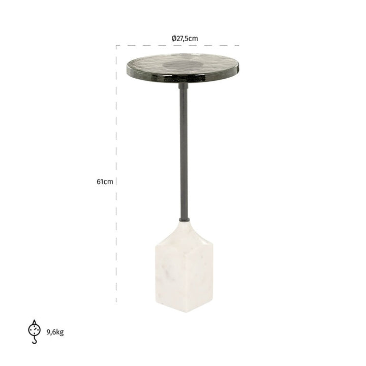 Richmond Interiors Aurora White Marble Side Table with Glass Top