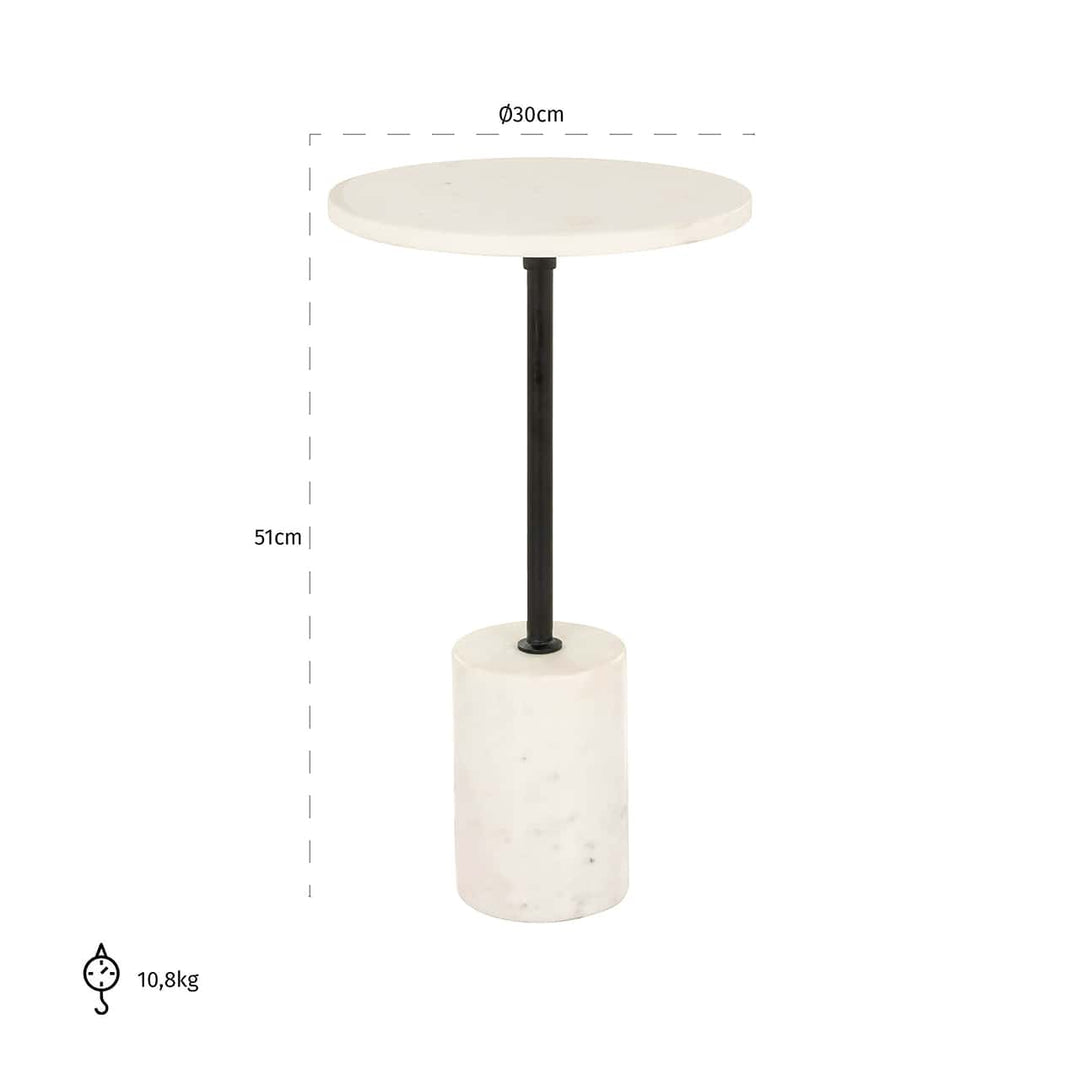 Richmond Interiors Misty Cream Marble Round Side Table