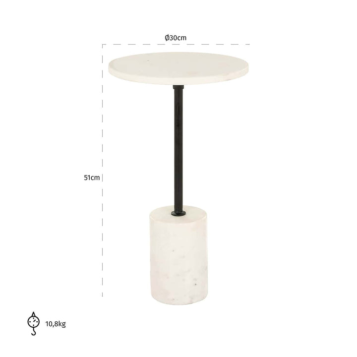Richmond Interiors Misty Cream Marble Round Side Table