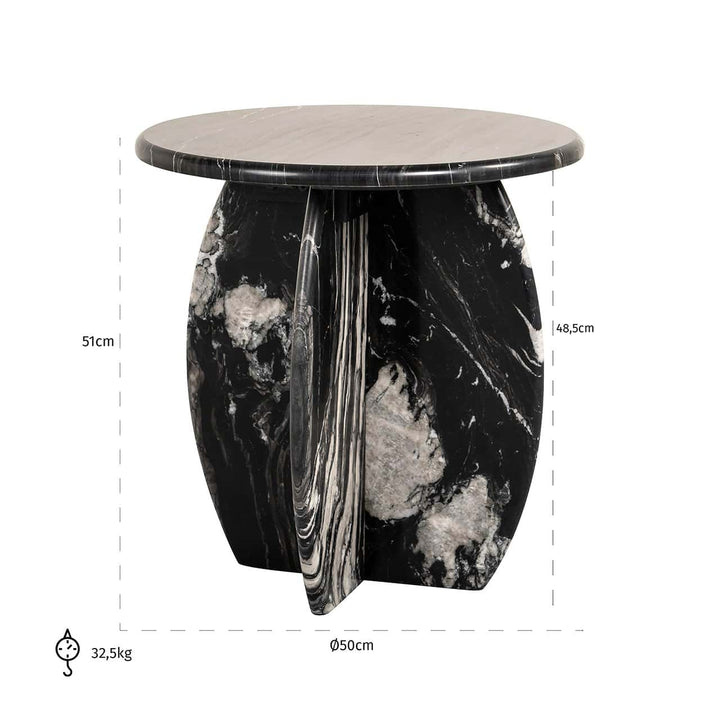 Richmond Interiors Bancroft Black Marble Side Table