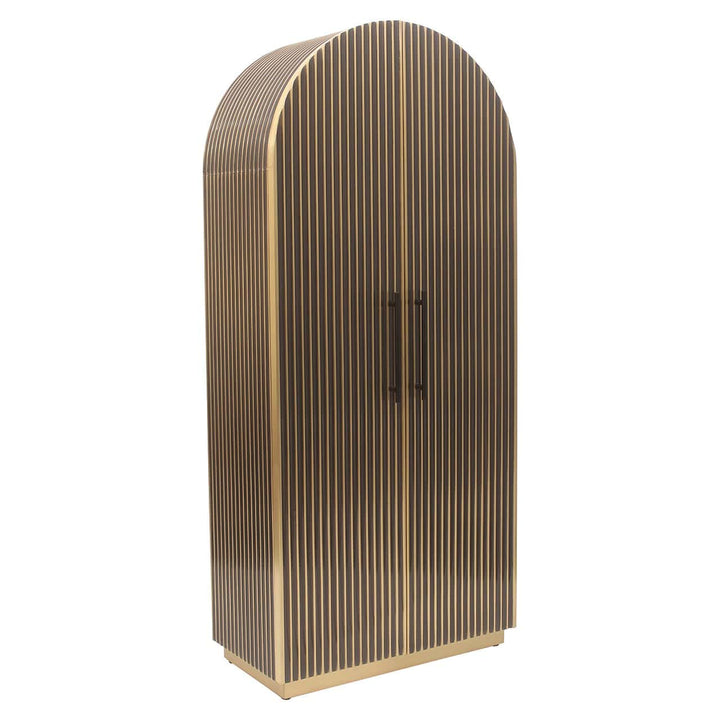 Richmond Interiors Les Arcs Brushed Gold Ribbed Cabinet