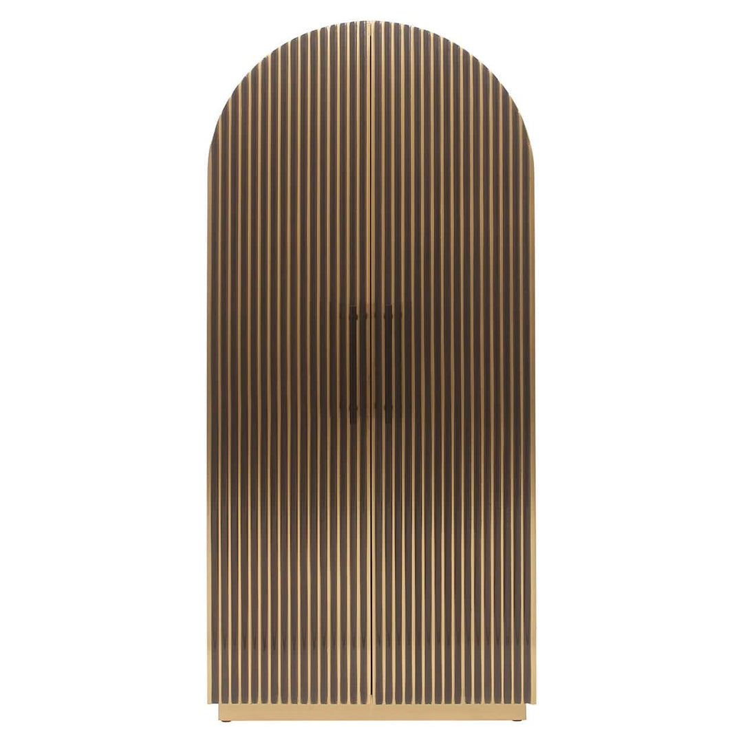 Richmond Interiors Les Arcs Brushed Gold Ribbed Cabinet