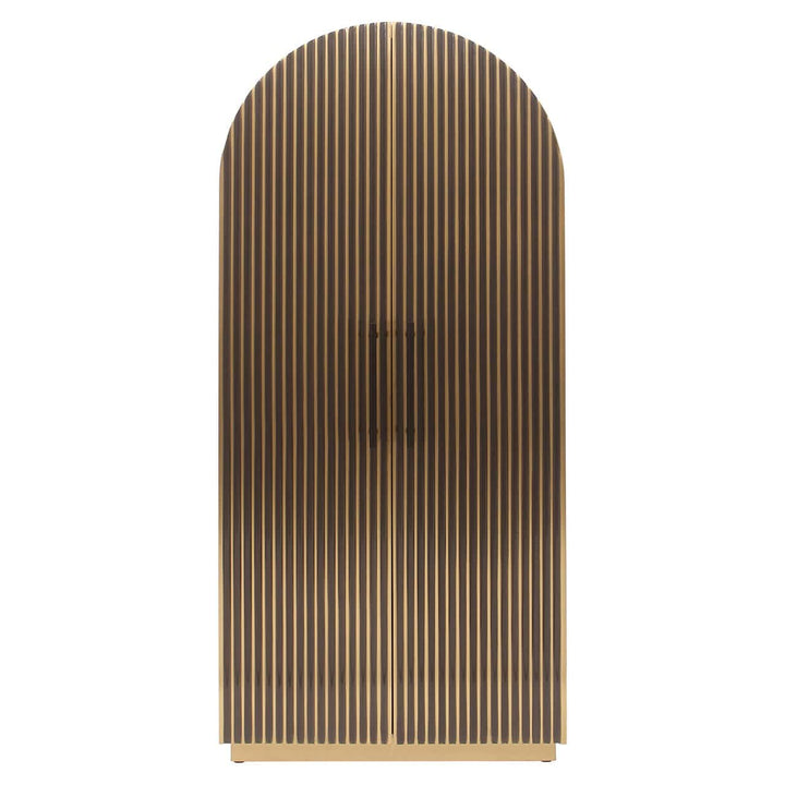 Richmond Interiors Les Arcs Brushed Gold Ribbed Cabinet