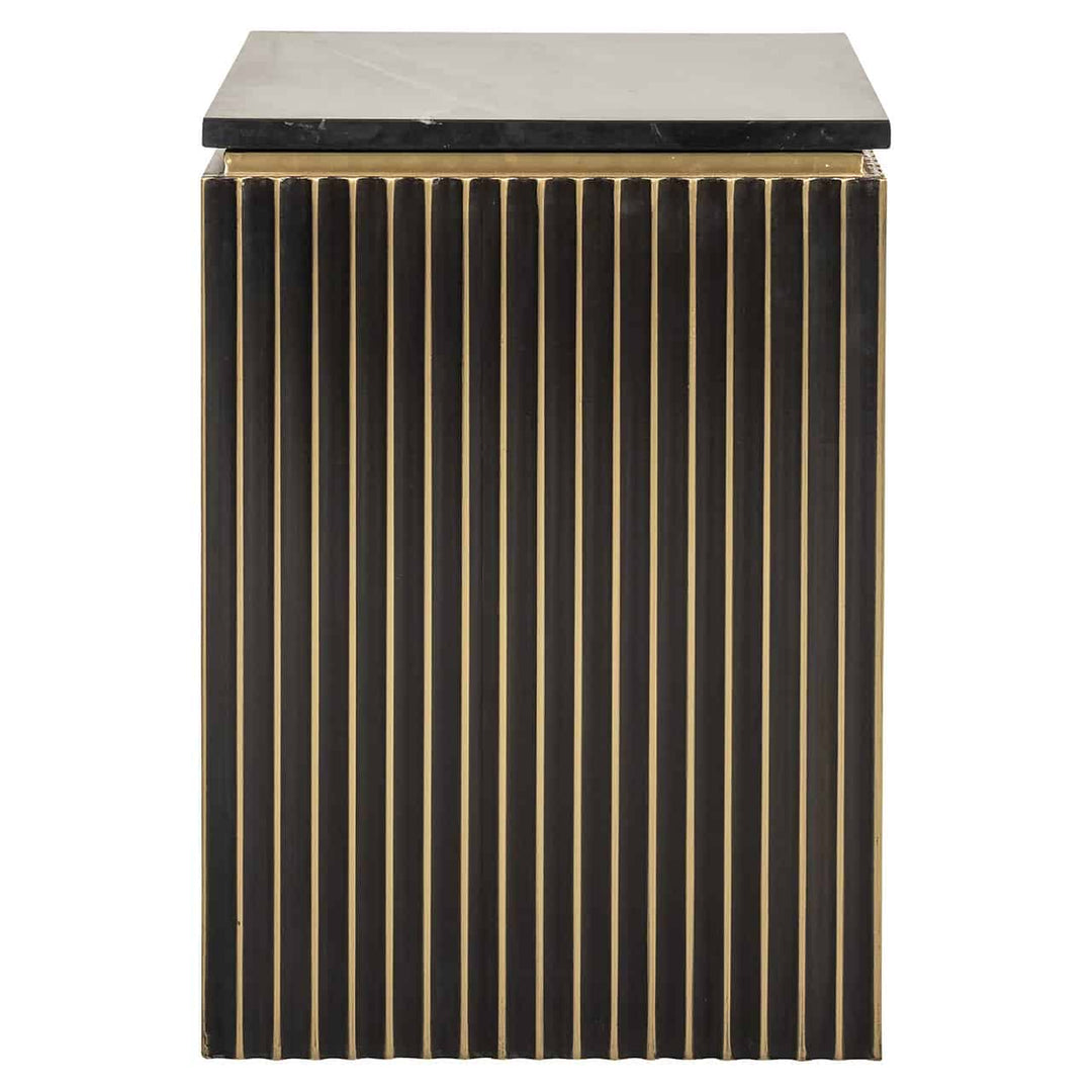Richmond Interiors Les Arcs Brushed Gold & Black Marble Bedside Table