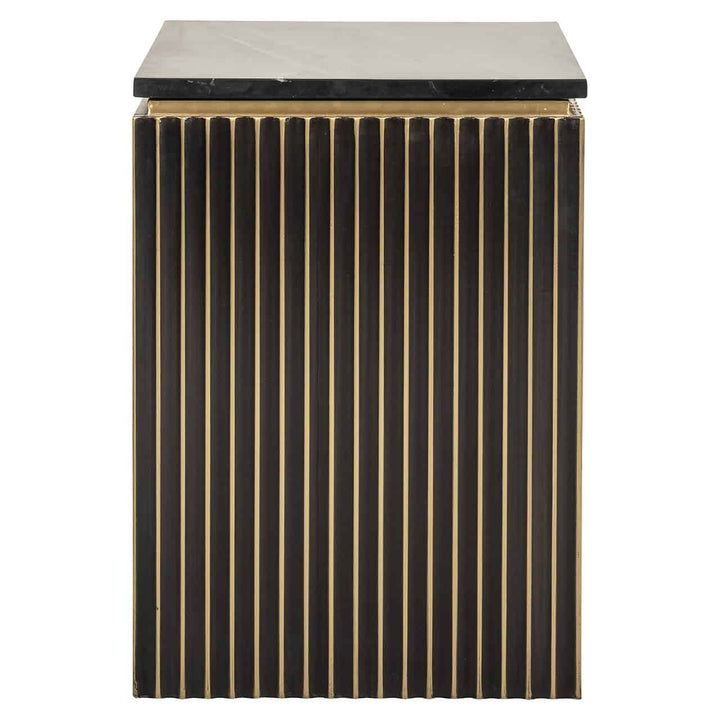 Richmond Interiors Les Arcs Brushed Gold & Black Marble Bedside Table