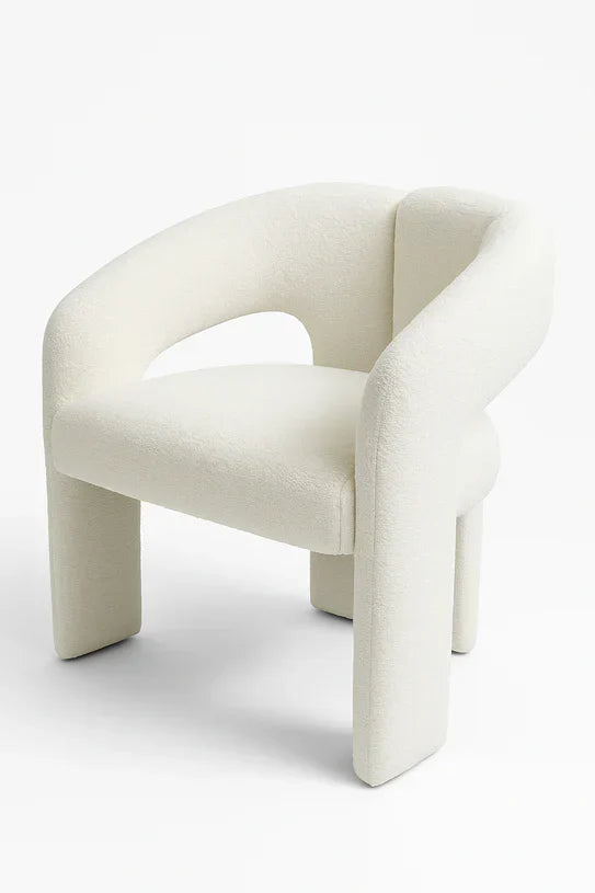 Oscar White Fabric Boucle Dining Chair