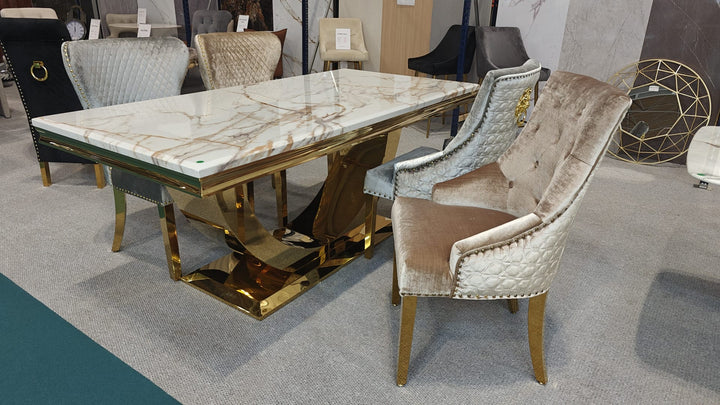 Arial 200CM Marble & Gold Dining Table - 5 Colours