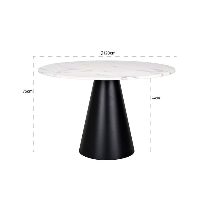 Richmond Interiors Degas White Marble Round Dining Table